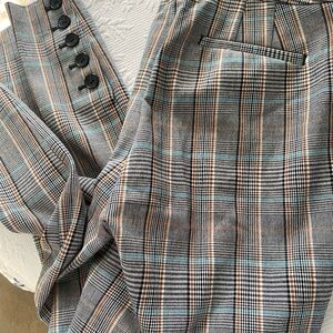 Talbots Plaid Ankle Pants in Gray, Black, and Orange